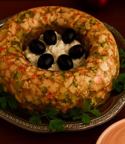 🐔Aspic de pollo y cangrejo