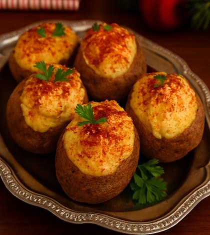 🥔Papas rellenas con tocino y crema