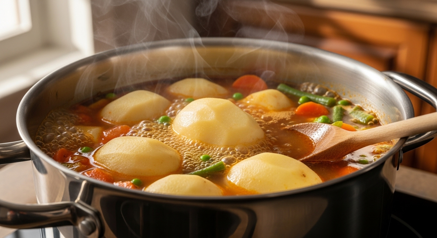 Tazón de sopa humeante bien presentado