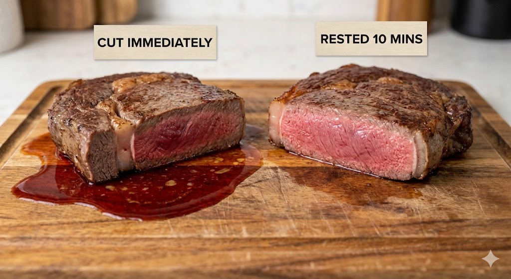 Comparativa: carne sin reposo vs con reposo